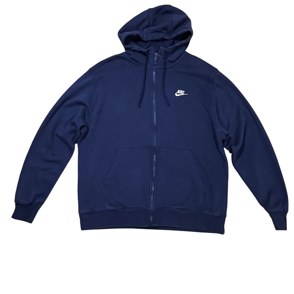 Nike Sportswear Club Full Zip Fleece Hoodie L Navy Blue Activewear Streetwear
